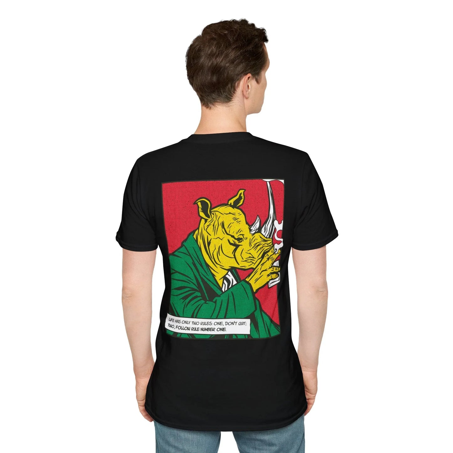 Rhinoceros - Comic Mafia - Unisex T-Shirt - Back Print - STREET STYLE