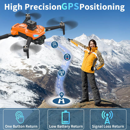 Drone GPS Con Fotocamera 4K, Schermo Telecomando 4,5 Pollici, Ritorno Automatico, Evitamento Automatico Ostacoli, Volo 22 Min, Drone RC FPV Pieghévole Con Follow Me, Regalo Per Adulti