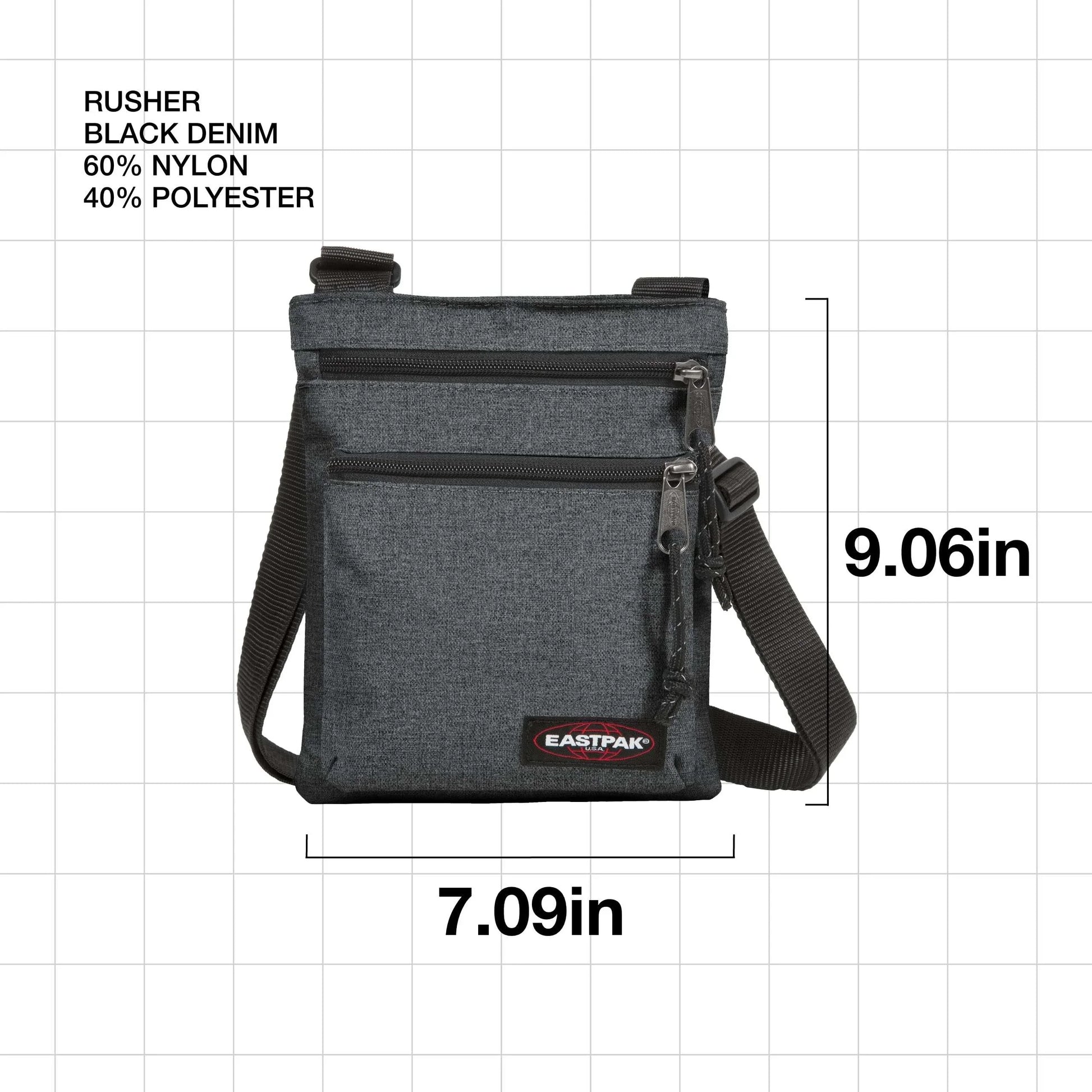 Eastpak RUSHER Shoulder Bag, 1.5 L, Black Denim, Rusher - STREET STYLE