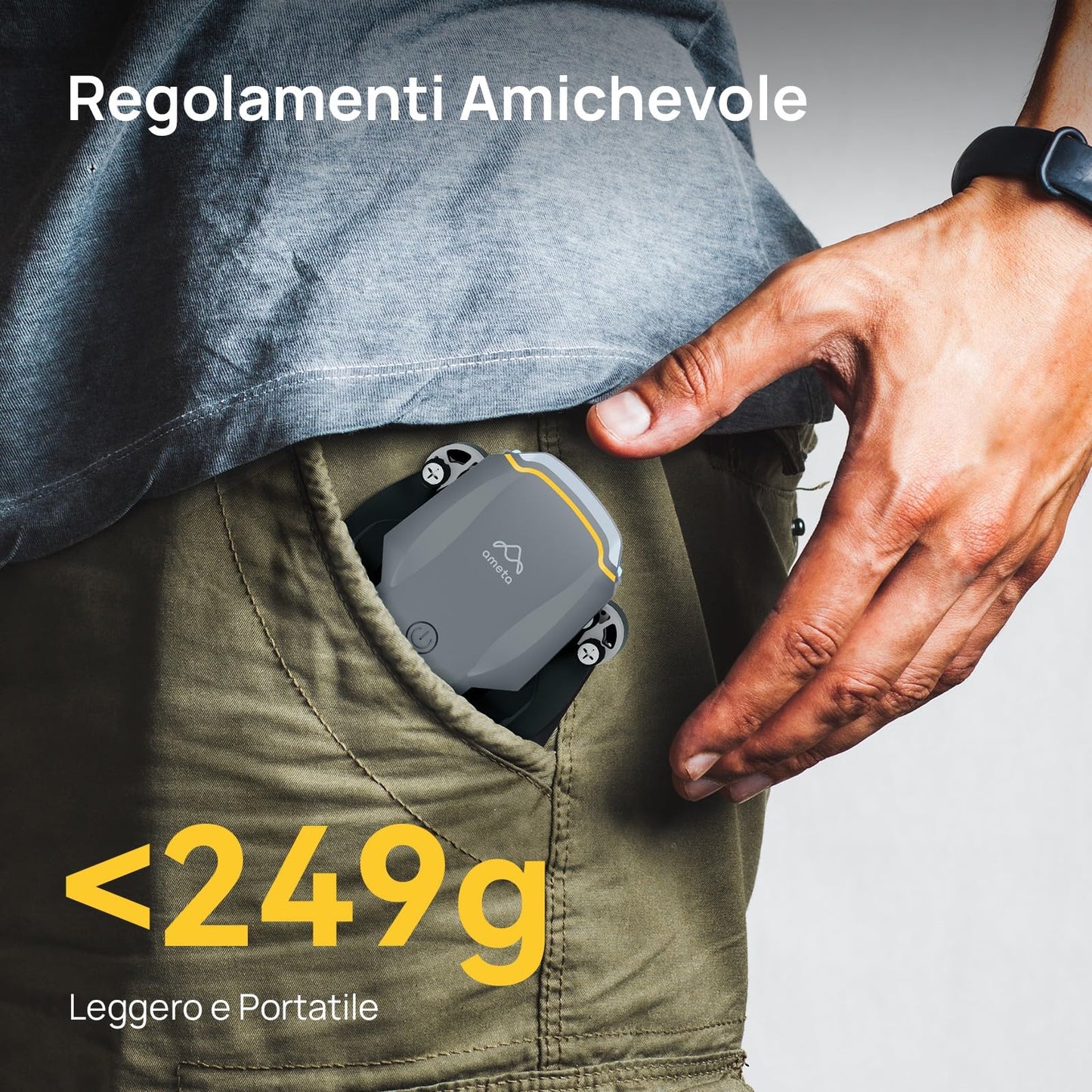 Ameta Drone con Telecamera 4K per Bambini e Adulti, S20 Lite Mini Droni Pieghevole con Motore Brushless/ 36min di Volo/Altitudine Mantenimento/Volo Circolare, Regalo per Uomo Ragazzo, Meno di 249g