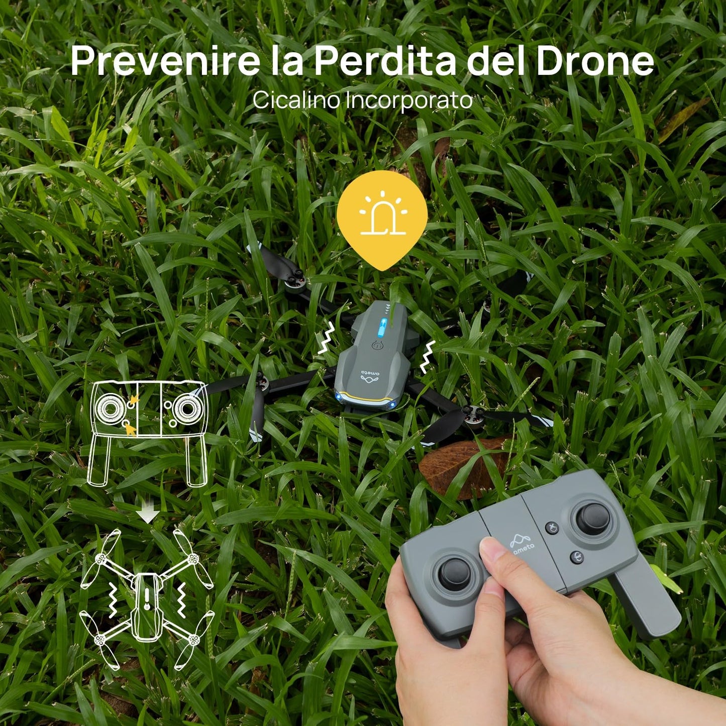 Ameta Drone con Telecamera 4K per Bambini e Adulti, S20 Lite Mini Droni Pieghevole con Motore Brushless/ 36min di Volo/Altitudine Mantenimento/Volo Circolare, Regalo per Uomo Ragazzo, Meno di 249g