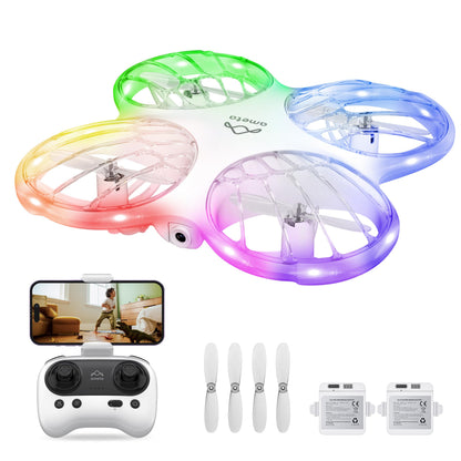 Ameta Morpho Drone con Telecamera per Bambini 1080P HD, Mini Droni FPV con 32 Luci RGB/Volo Circolare/ 3D Flip/ 18min di Volo/Cicalino Perso, Giocattolo per Ragazzi Ragazze, Meno di 249g