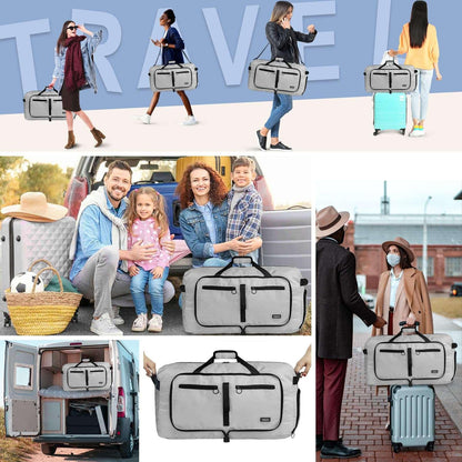 Fmeida 65L Unisex Adult Travel Duffel Bag, Large Gym Bag with Shoe Compartment and Shoulder Strap, Waterproof Duffel Bag Sports Bag, Black, Duffel bag with shoe compartment - STREET STYLE