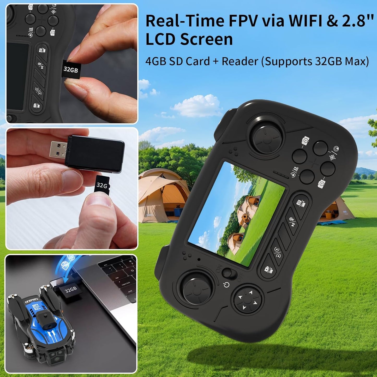 Drone Pieghévole Con Fotocamera 1080P & Schermo LCD 2,8", Evitamento Ostacoli, Motore Brushless, Quadricottero FPV WiFi, Volo A Traiettoria, Autonomia Di Volo 16 Min, Per Adulti/Principianti