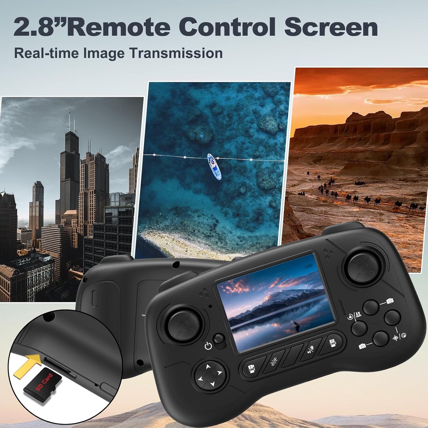 Drone Pieghévole Con Fotocamera 1080P & Schermo LCD 2,8", Evitamento Ostacoli, Motore Brushless, Quadricottero FPV WiFi, Volo A Traiettoria, Autonomia Di Volo 16 Min, Per Adulti/Principianti