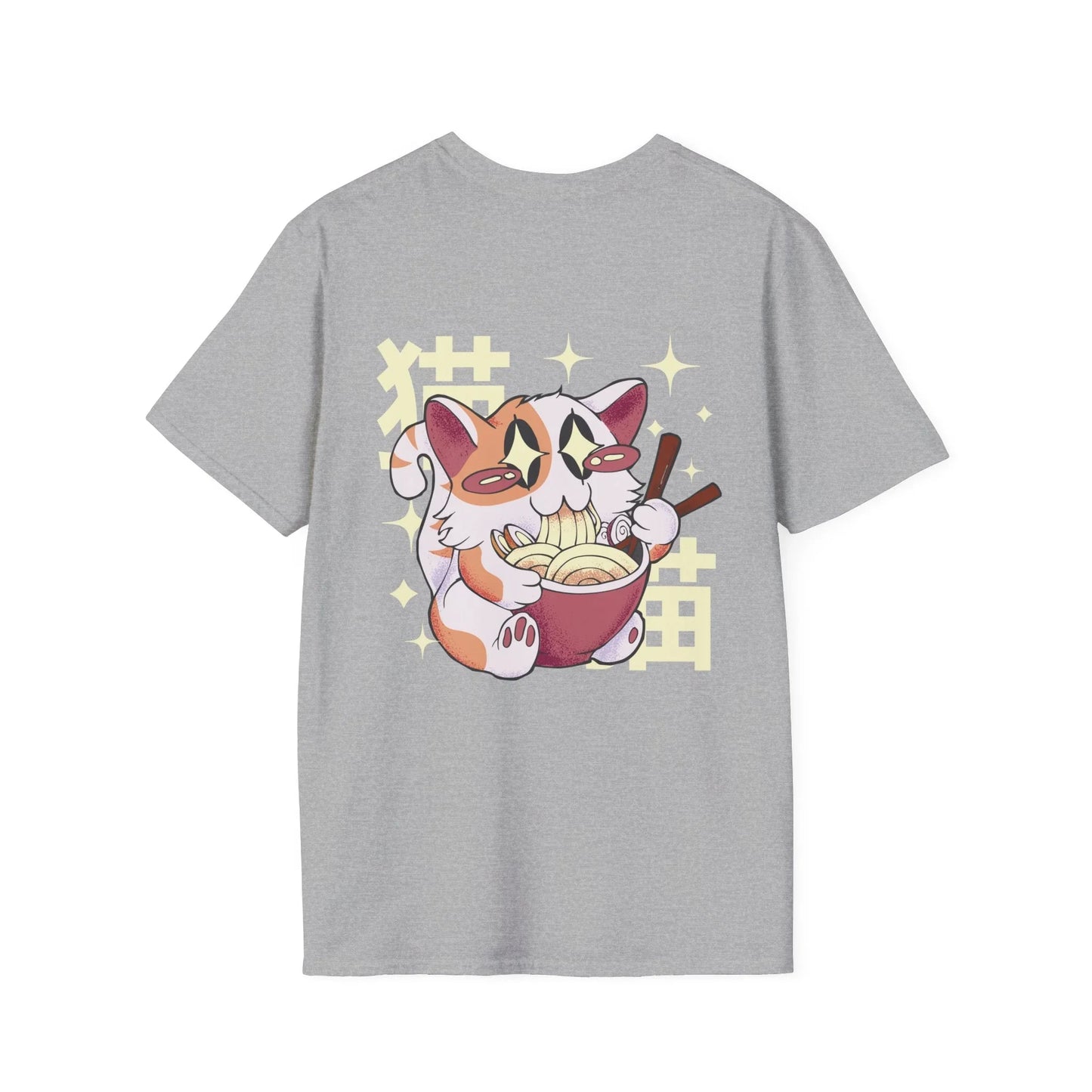 Cat Ramen - Kawaii Character - Unisex T-Shirt - Back Print - STREET STYLE