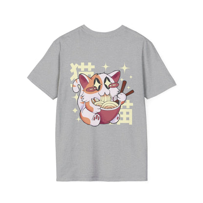 Cat Ramen - Kawaii Character - Unisex T-Shirt - Back Print - STREET STYLE