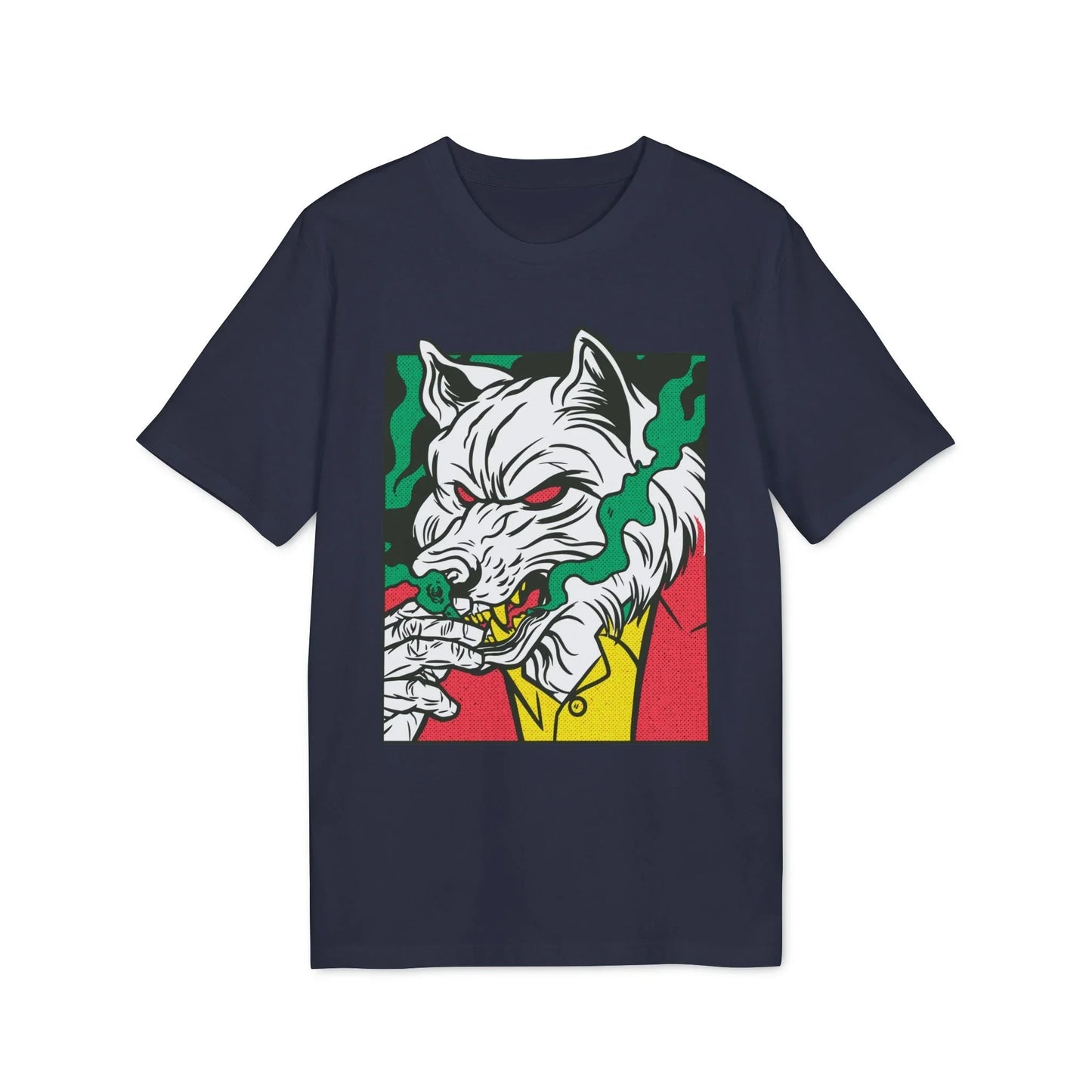 Smoking Wolf - Comic Mafia - Premium Bio Unisex T-Shirt - Front Print - STREET STYLE