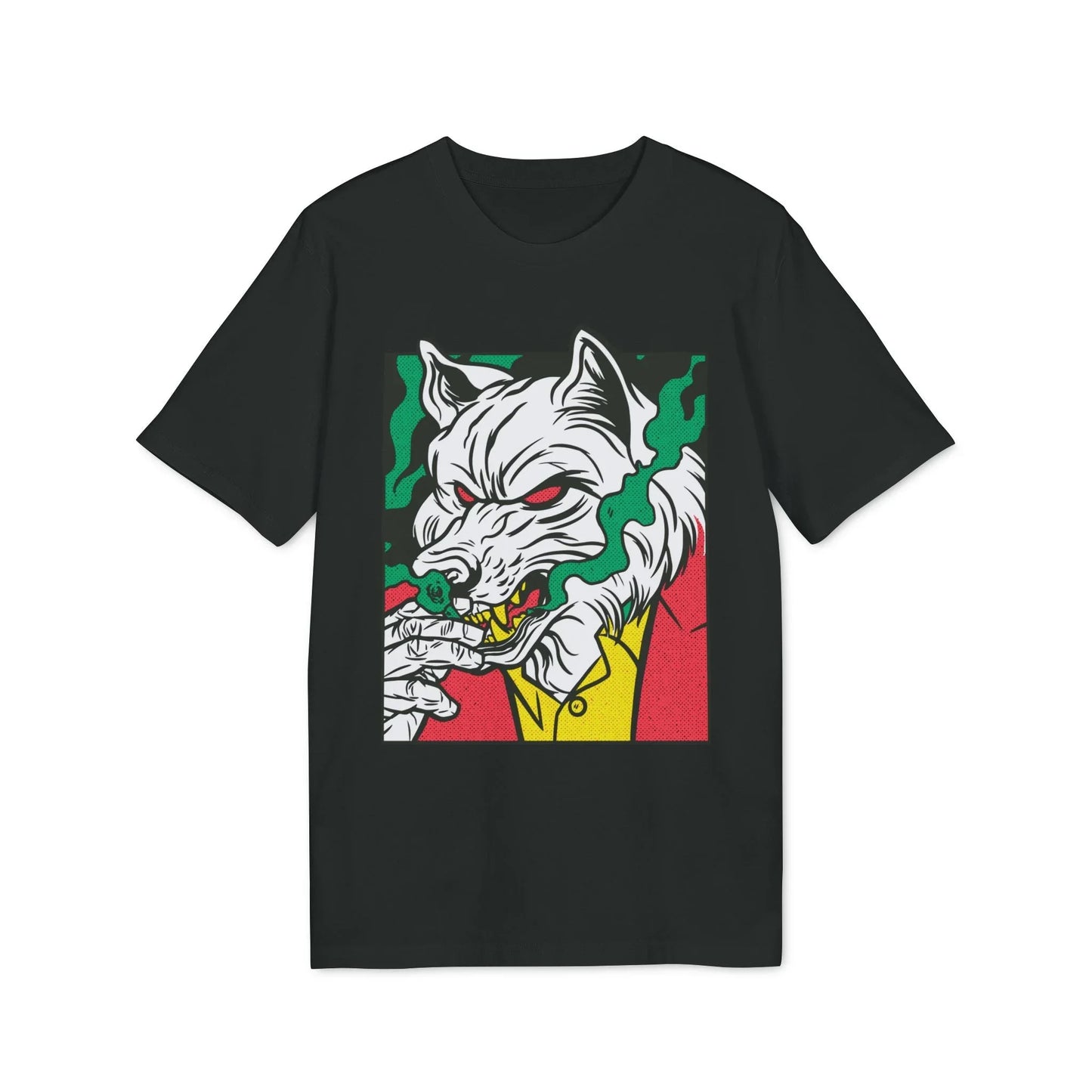 Smoking Wolf - Comic Mafia - Premium Bio Unisex T-Shirt - Front Print - STREET STYLE
