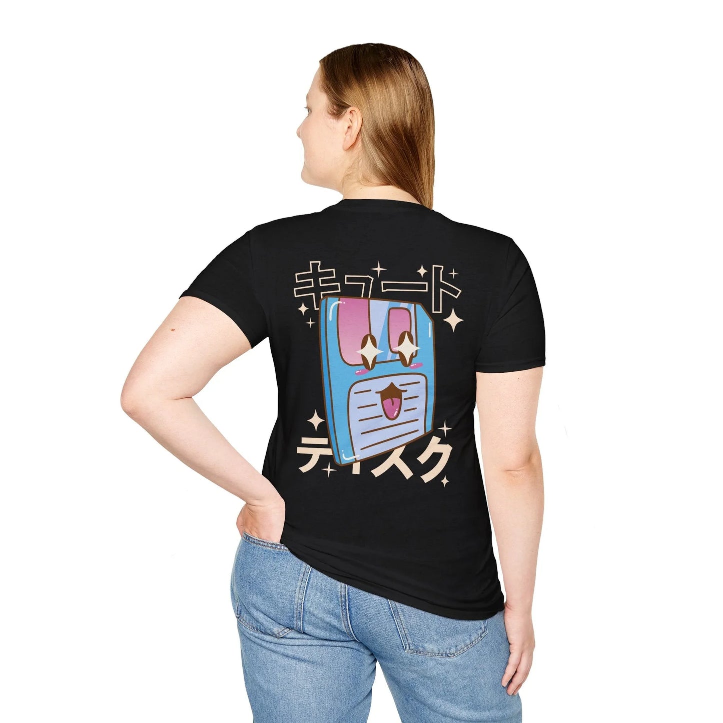 Floppy Disc - Kawaii Character - Unisex T-Shirt - Back Print - STREET STYLE