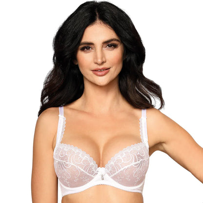 Bridal Sheer Lace Demi Cup Bra Roza Anuk White - STREET STYLE