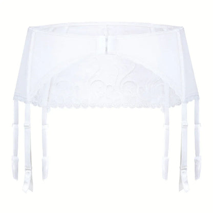 Bridal Sheer Mesh Embroidered Garter Belt Roza Anuk White - STREET STYLE