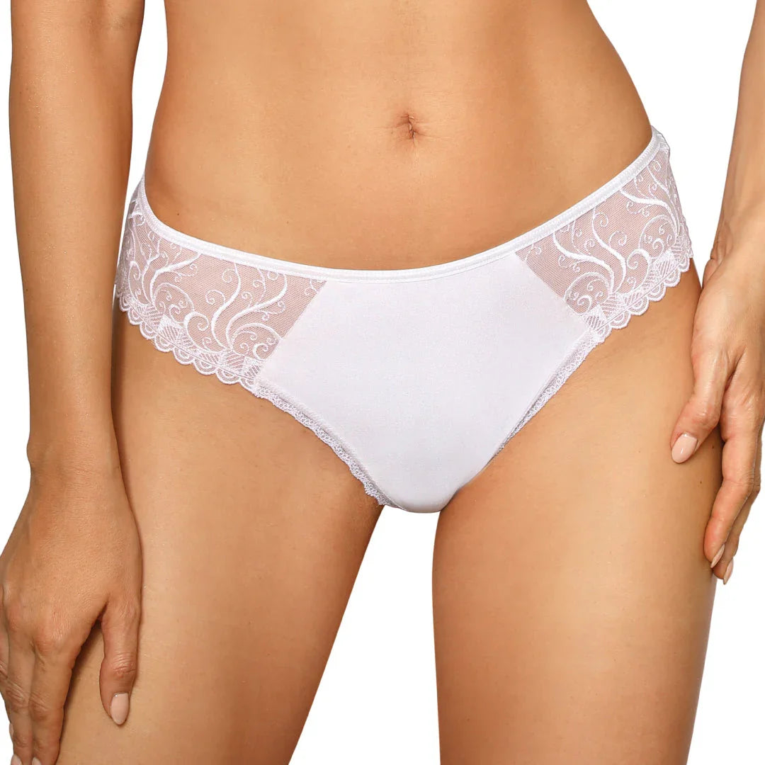 Bridal Soft Sheer Lace Thong Panty Anuk White - STREET STYLE