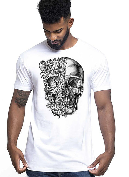 Artskull Floreal Skull Zombi Tattoo 9016 T-shirt Urban Men Uomo 100% Cotone Pettinato JK - STREET STYLE