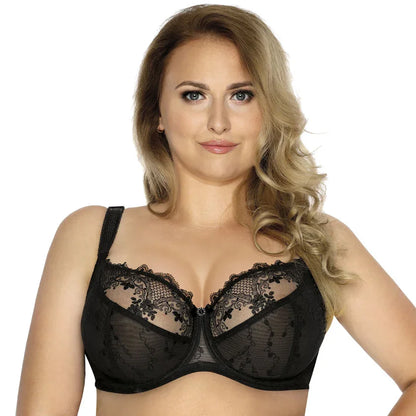 Sheer Lace Full Figure Bra Aurora Black - STREET STYLE