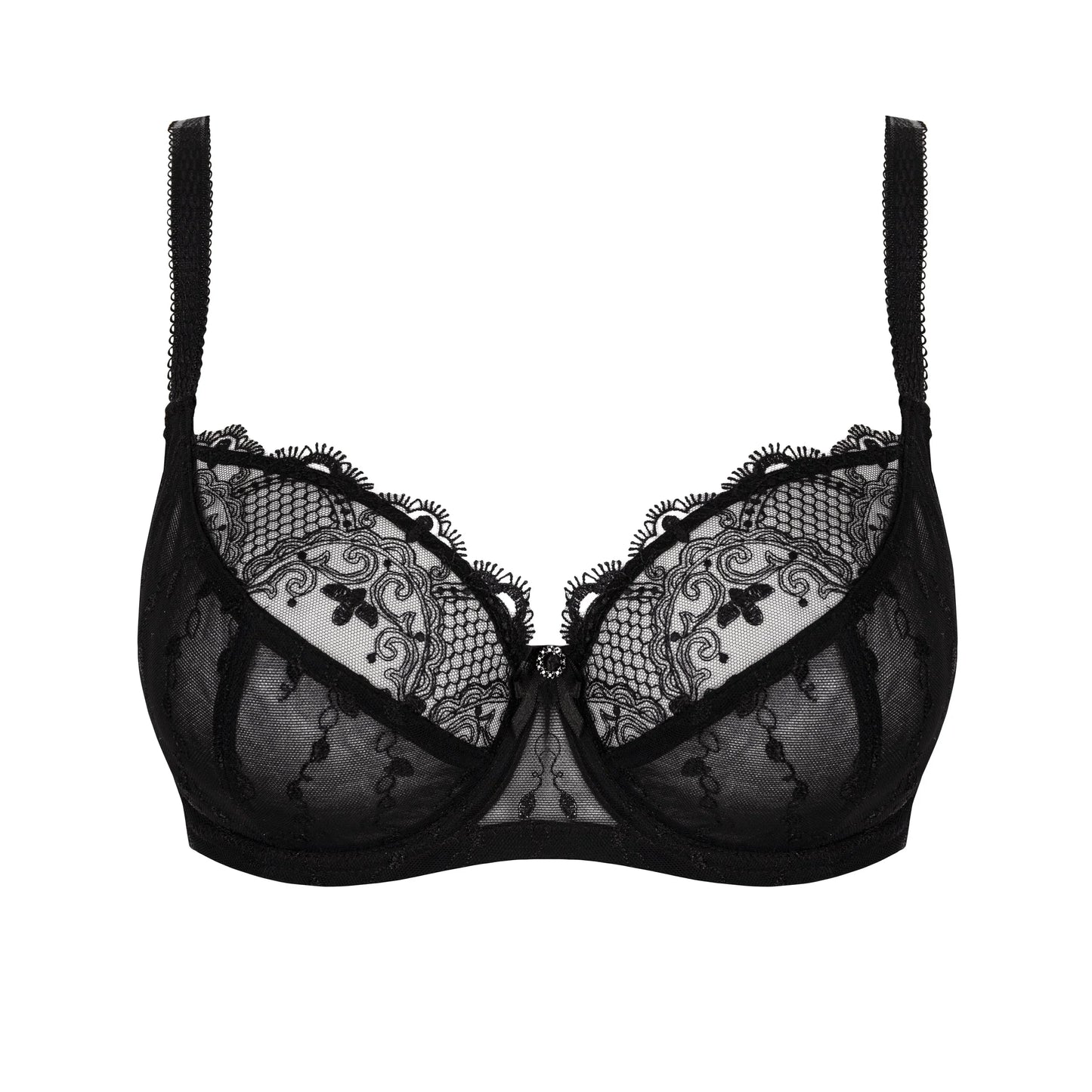 Sheer Lace Full Figure Bra Aurora Black - STREET STYLE