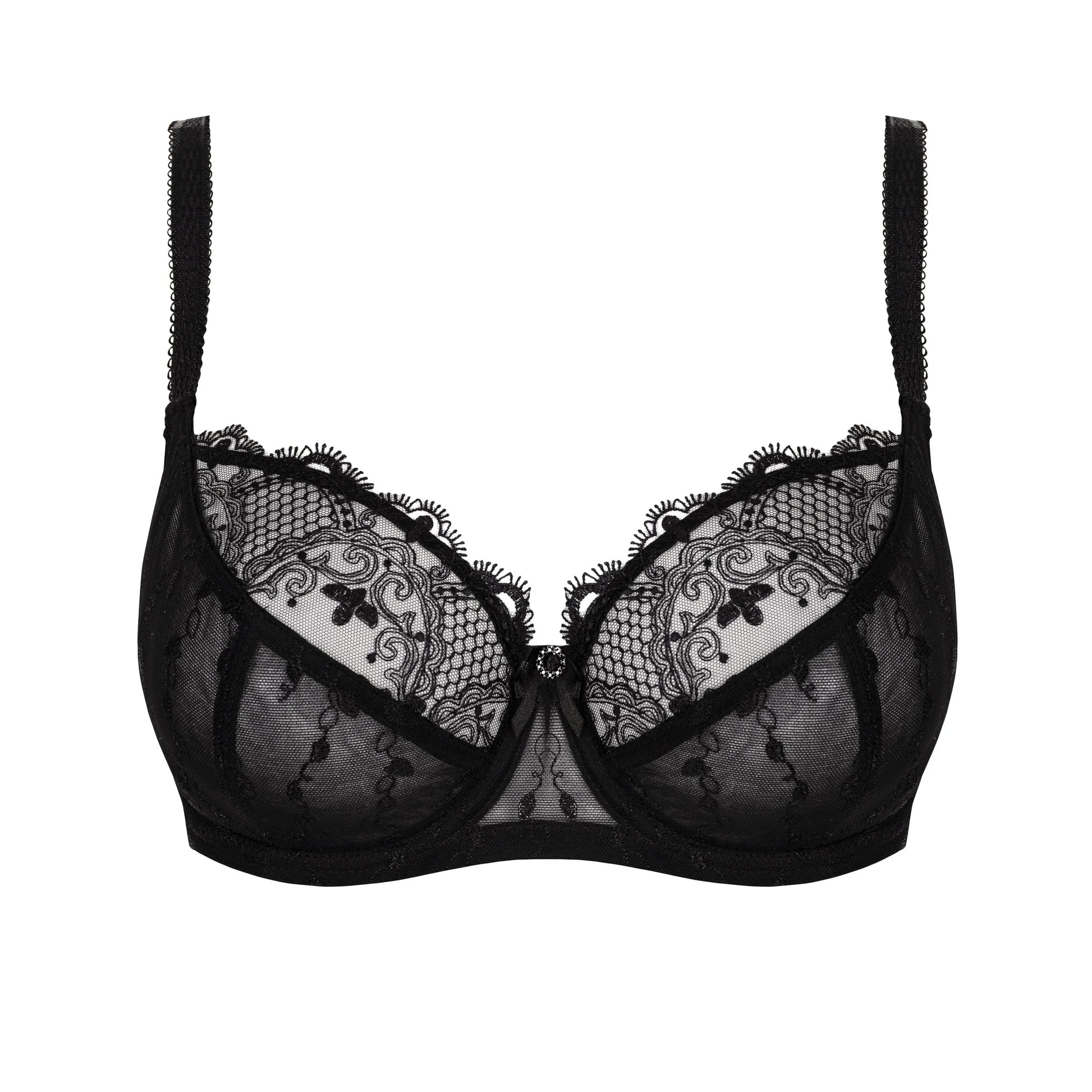 Sheer Lace Full Figure Bra Aurora Black - STREET STYLE