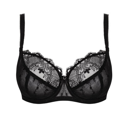 Sheer Lace Full Figure Bra Aurora Black - STREET STYLE