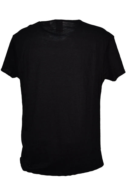 T-shirt streetwear nera in cotone, maniche corte, stile urban minimale, senza stampe