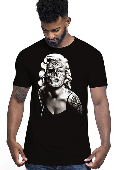 Biface Marilyn Monroe Skull Zombi Tattoo 9018-4 T-shirt Urban Men Uomo 100% Cotone Pettinato JK - STREET STYLE
