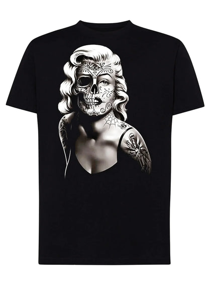 Biface Marilyn Monroe Skull Zombi Tattoo 9018-4 T-shirt Urban Men Uomo 100% Cotone Pettinato JK - STREET STYLE