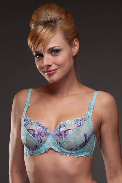 Blue Sheer Lace Bra Lavinia Tropical - STREET STYLE
