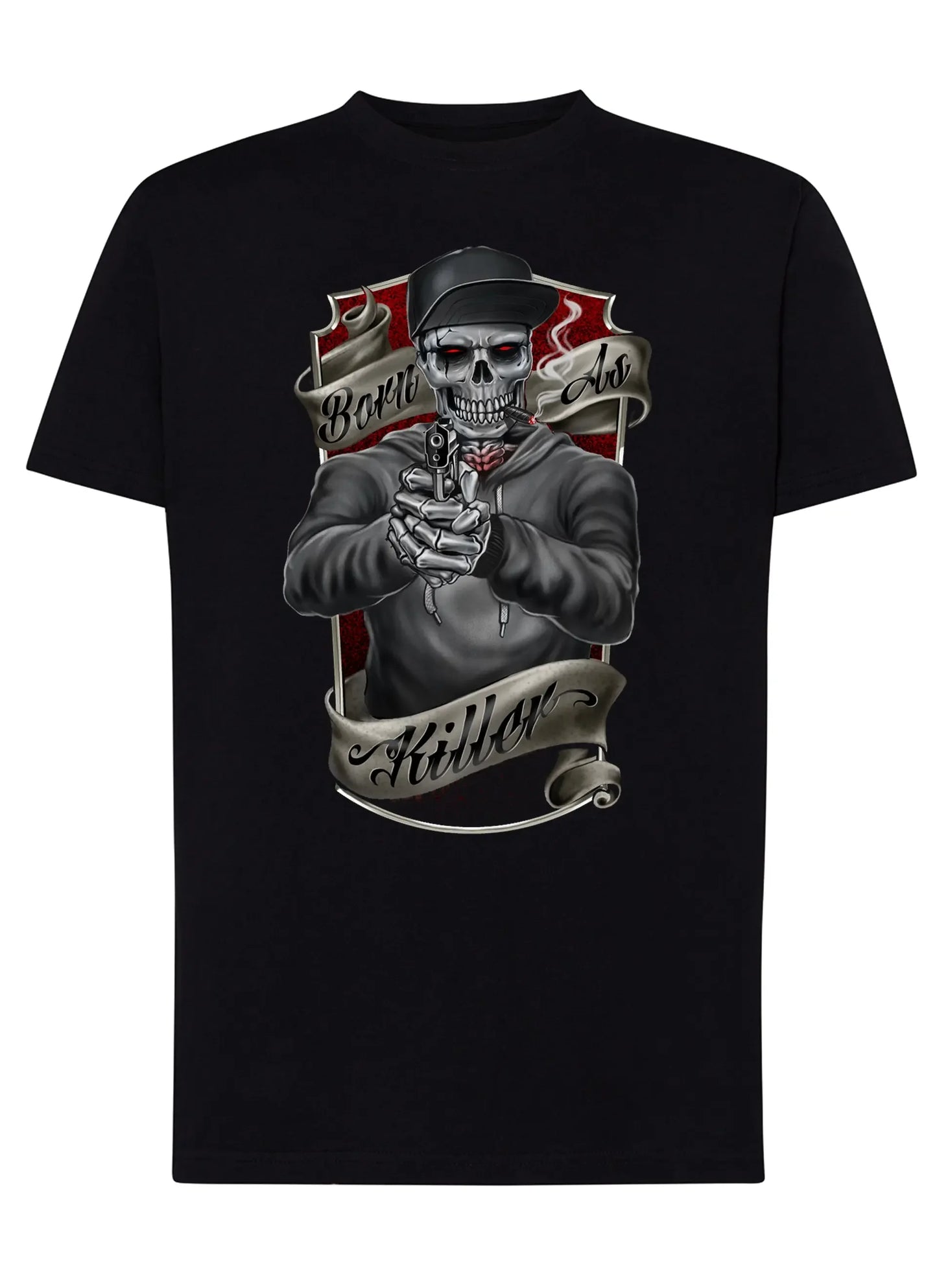 Born As Killer Motor Tattoo 9040 T-shirt Urban Men Uomo 100% Cotone Pettinato JK - STREET STYLE