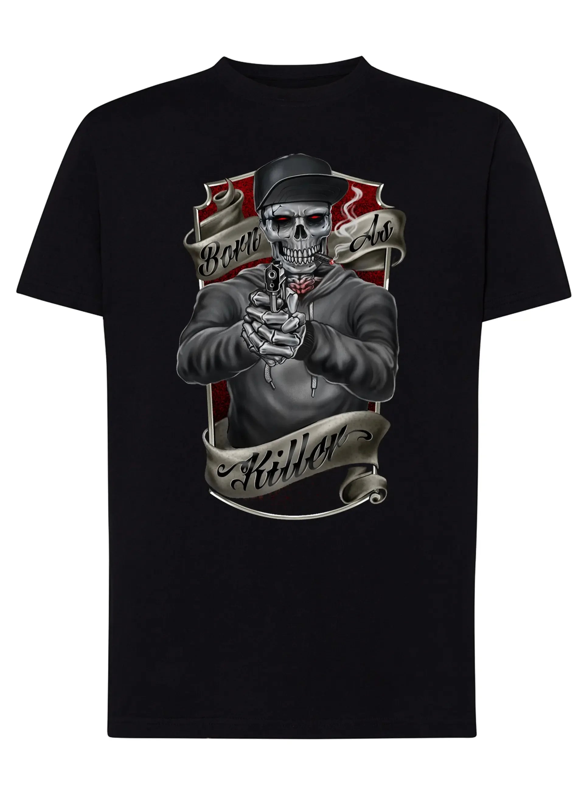 Born As Killer Motor Tattoo 9040 T-shirt Urban Men Uomo 100% Cotone Pettinato JK - STREET STYLE