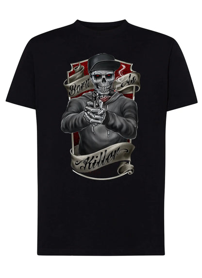 Born As Killer Motor Tattoo 9040 T-shirt Urban Men Uomo 100% Cotone Pettinato JK - STREET STYLE