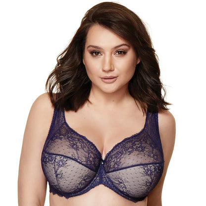 Semi Sheer Half Padded Bra Gorteks Scarlet Navy Blue - STREET STYLE