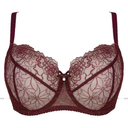 Sheer Mesh Balconette Bra Pamela Aubergine - STREET STYLE