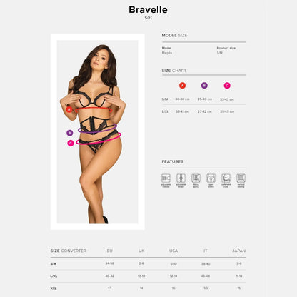 Ultra Sexy Open Cup Crotchless String 3 Piece Lingerie Set Bravelle - STREET STYLE