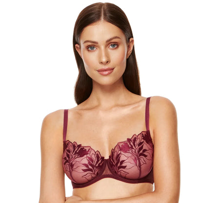 Transparent Demi Underwire Bra Gorteks Coco Burgundy - STREET STYLE