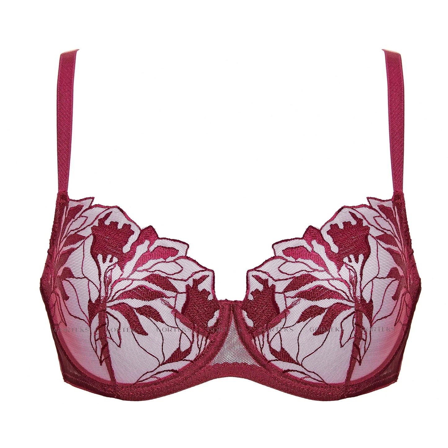 Transparent Demi Underwire Bra Gorteks Coco Burgundy - STREET STYLE