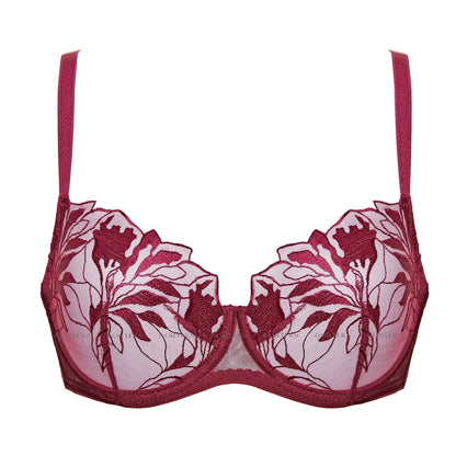 Transparent Demi Underwire Bra Gorteks Coco Burgundy - STREET STYLE