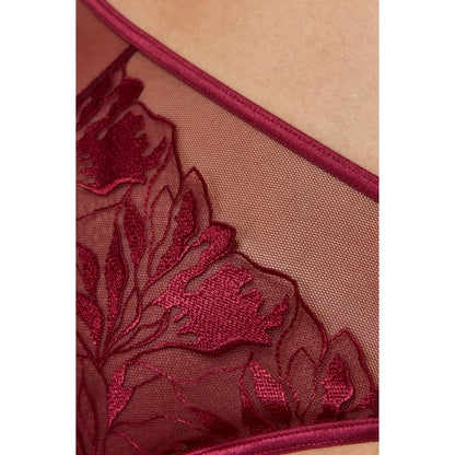 Sheer Mid Rise Bikini Panty Gorteks Coco Burgundy - STREET STYLE