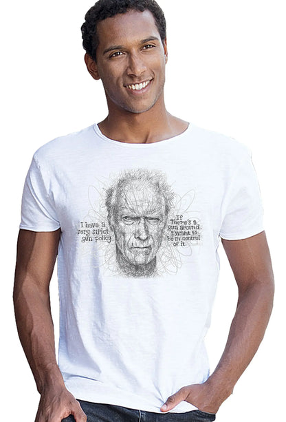 Clint Eastwood Stilizzato Soggetto attore Cinema 18-26 T-shirt Urban Slub Men Uomo 100% Cotone Fiammato JK - STREET STYLE
