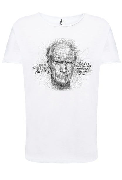 Clint Eastwood Stilizzato Soggetto attore Cinema 18-26 T-shirt Urban Slub Men Uomo 100% Cotone Fiammato JK - STREET STYLE