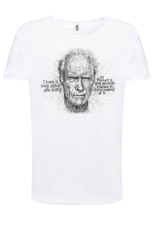 Clint Eastwood Stilizzato Soggetto attore Cinema 18-26 T-shirt Urban Slub Men Uomo 100% Cotone Fiammato JK - STREET STYLE