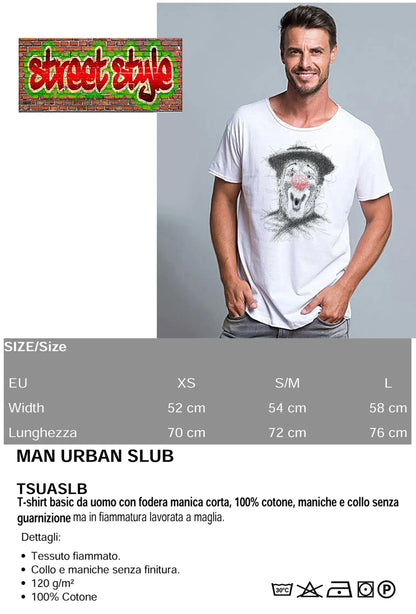Clown Naso rosso Stilizzato Color 18-65 T-shirt Urban Slub Men Uomo 100% Cotone Fiammato JK - STREET STYLE