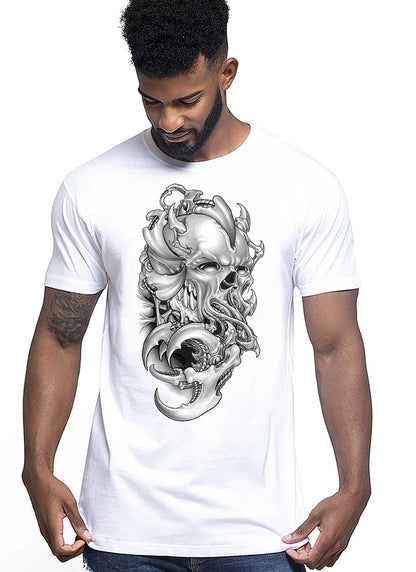 Cruss Skull Zombi Silizzato Tattoo 9013 T-shirt Urban Men Uomo 100% Cotone Pettinato JK - STREET STYLE