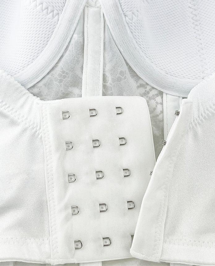 Deep Plunge Lace Bustier Dominique Estrada White - STREET STYLE