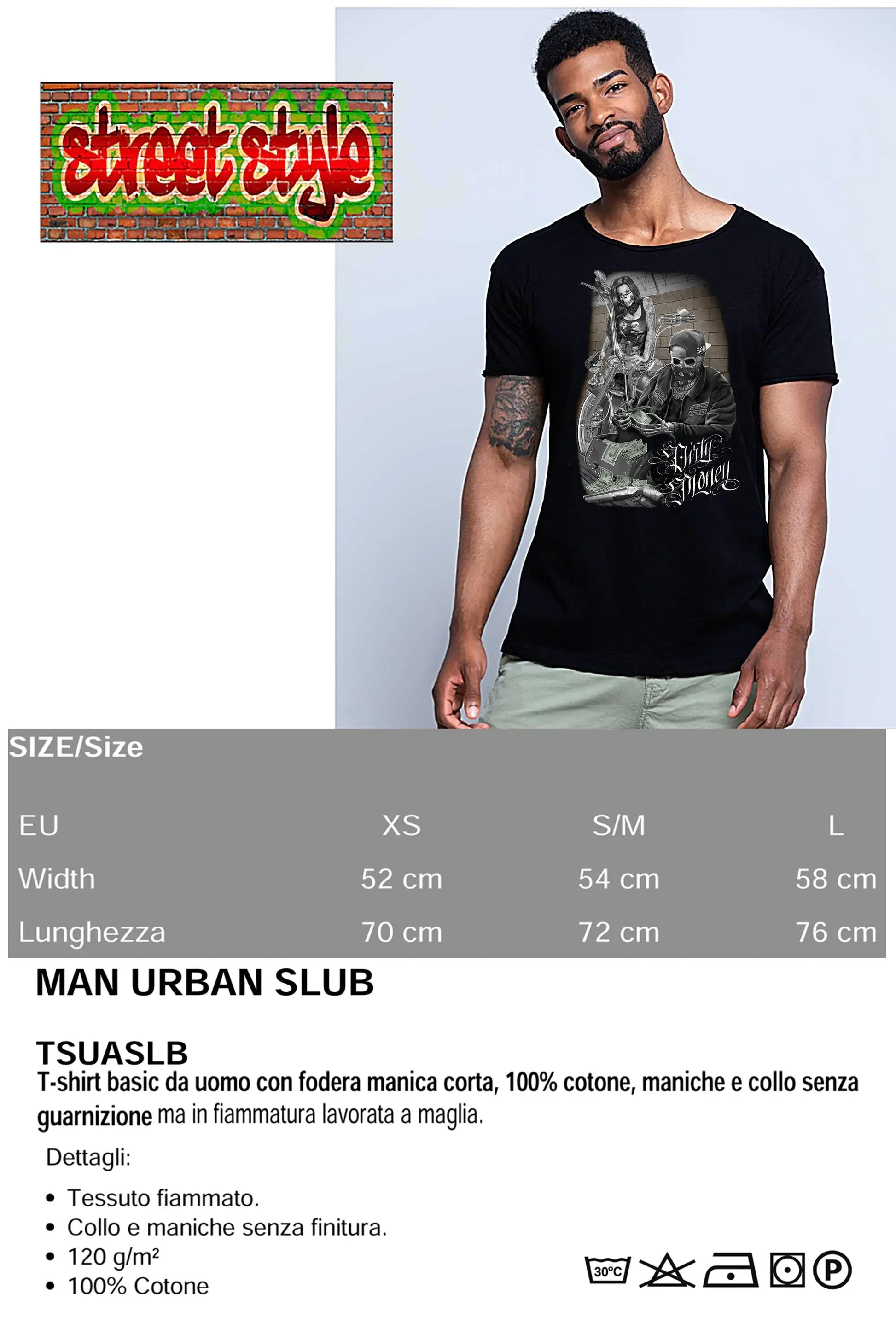 Dirty Money Tattoo Skull | T-shirt Uomo Cotone - STREET STYLE