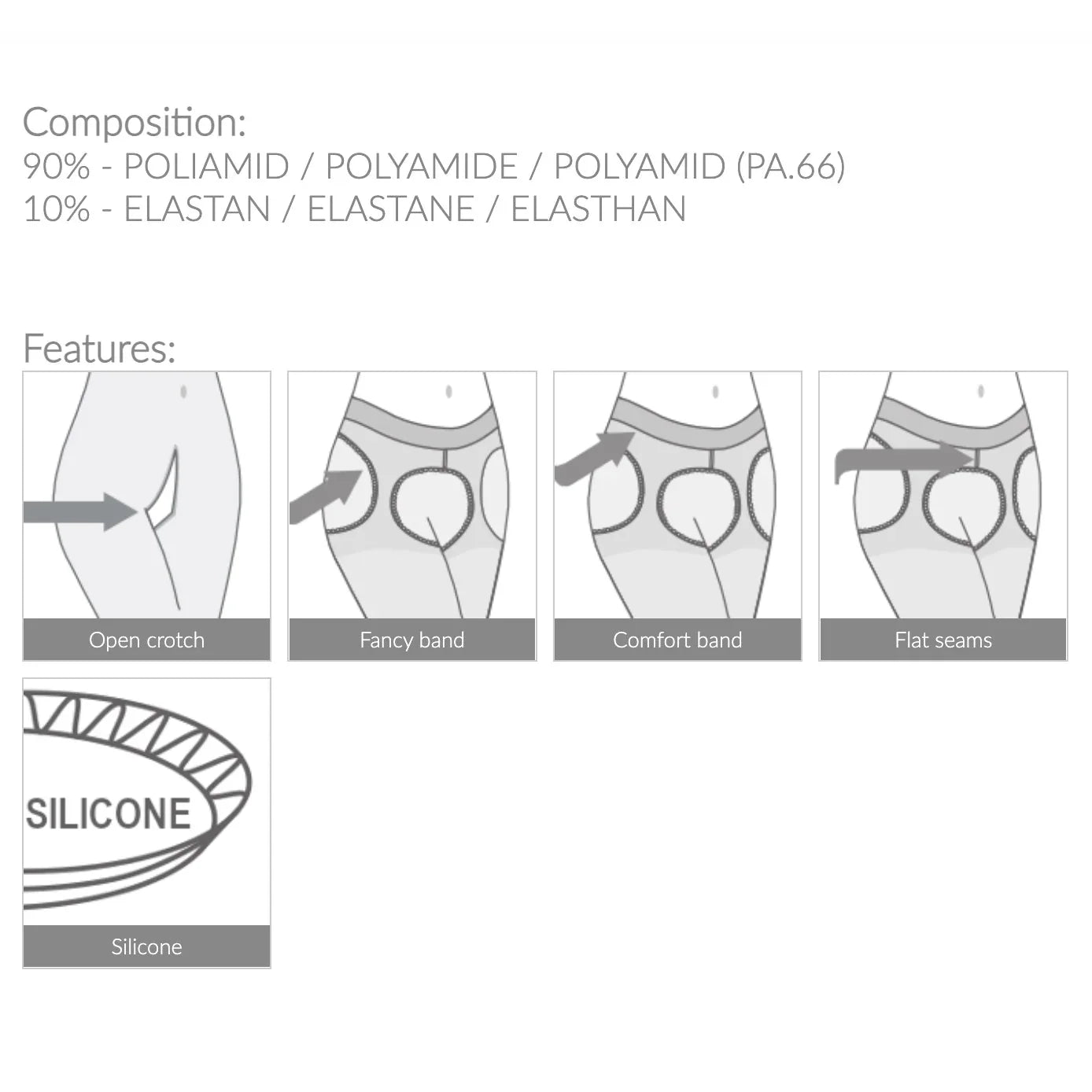 Amour Pin-Up Open Crotch Pantyhose 40DEN Black - STREET STYLE