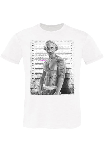 Einstein Tatuato Muscle Muscoloso Carcerato 2075-7 T-Shirt Urban Men Uomo 100% Cotone Fiammato BS - STREET STYLE