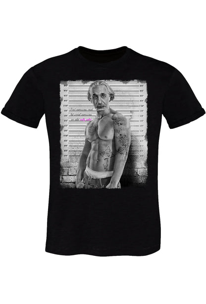Einstein Tatuato Muscle Muscoloso Carcerato 2075-7 T-Shirt Urban Men Uomo 100% Cotone Fiammato BS - STREET STYLE