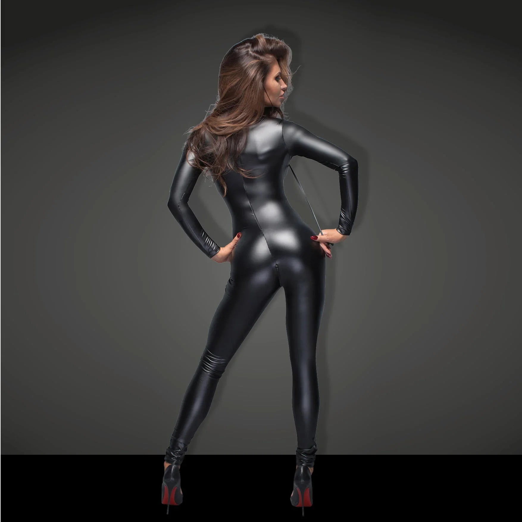Powerwetlook Overall Leash Two-Way Zipper Catsuit - STREET STYLE