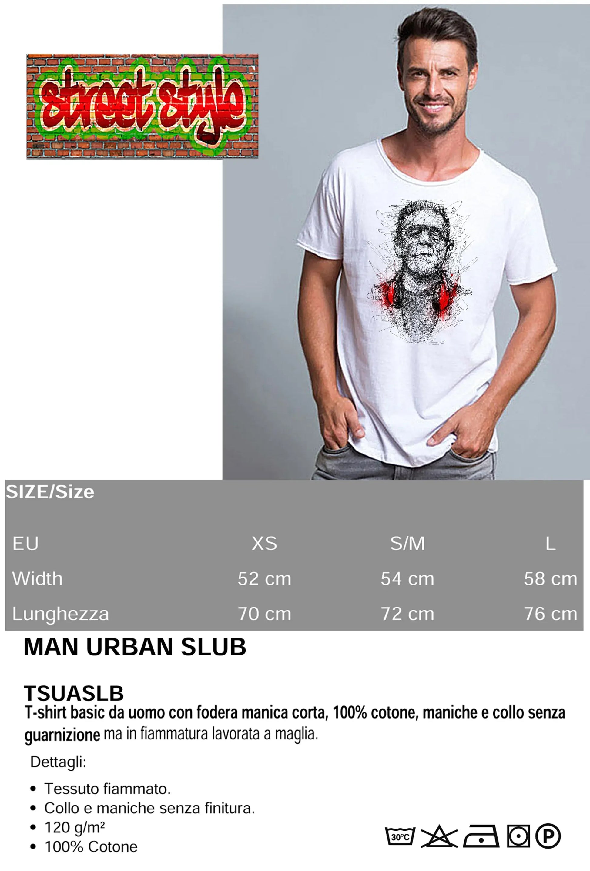 Frankenstein Urban Slub - T-shirt Uomo 100% Cotone - STREET STYLE