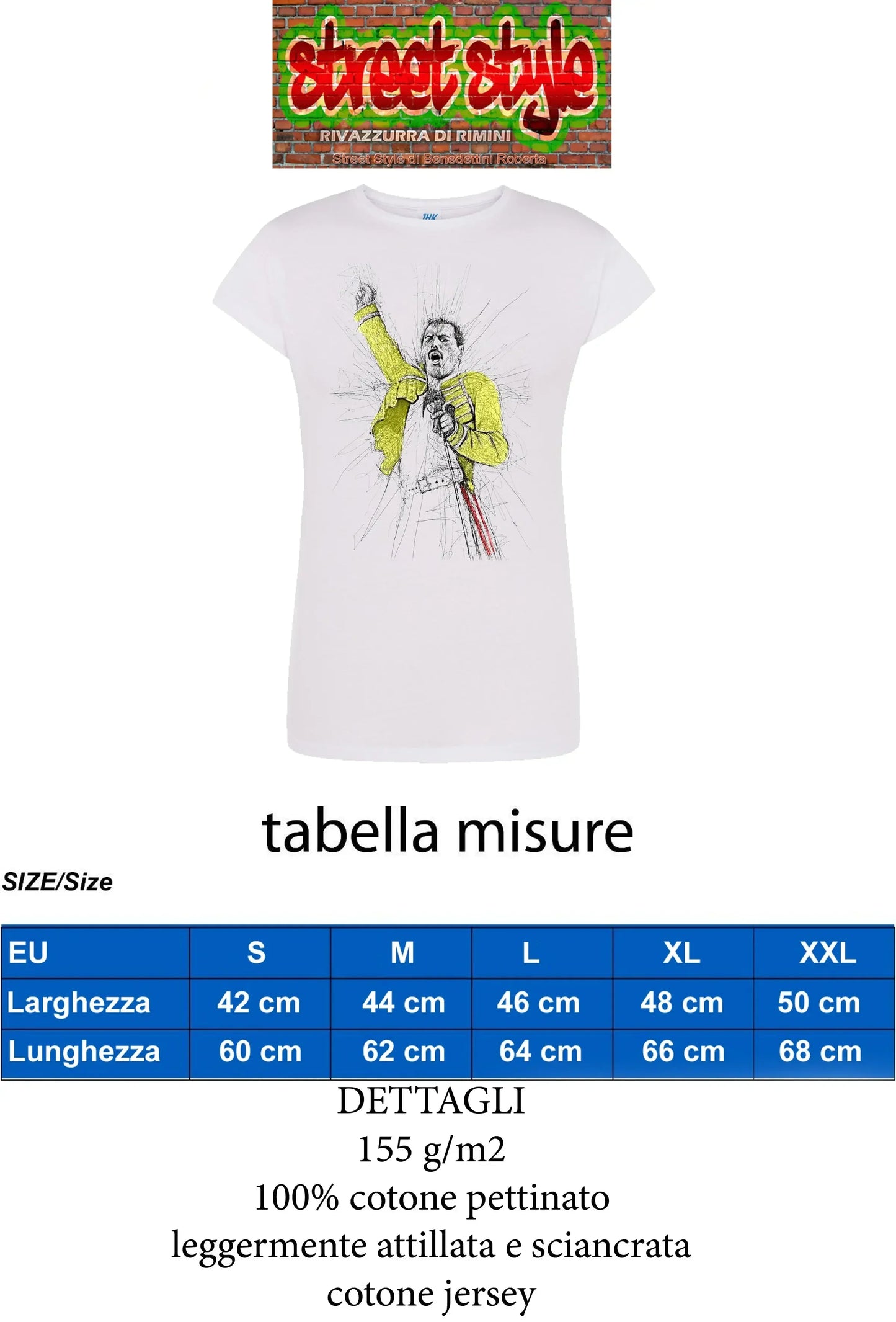 T-shirt bianca streetwear in cotone pettinato con stampa urbana colorata e design attillato.