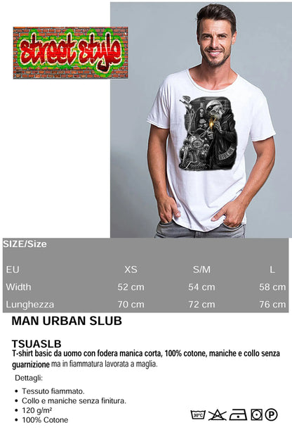 Freedom Tattoo Skull - T-shirt Uomo Cotone Fiammato - STREET STYLE